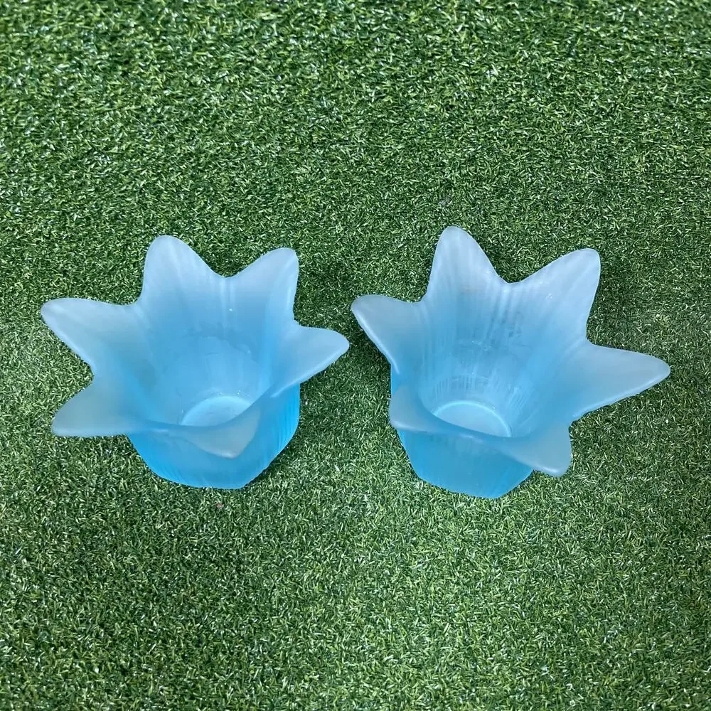 Vintage Lot Light Blue Glass Tulip Flower Candle Votive Holder